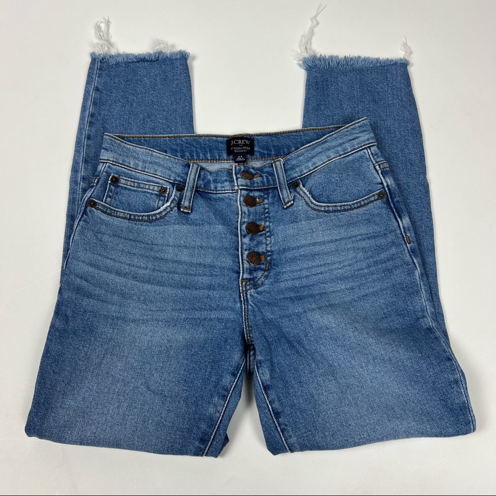 J. Crew 9” High Rise Skinny Jeans Button Fly Medium Wash Size 24